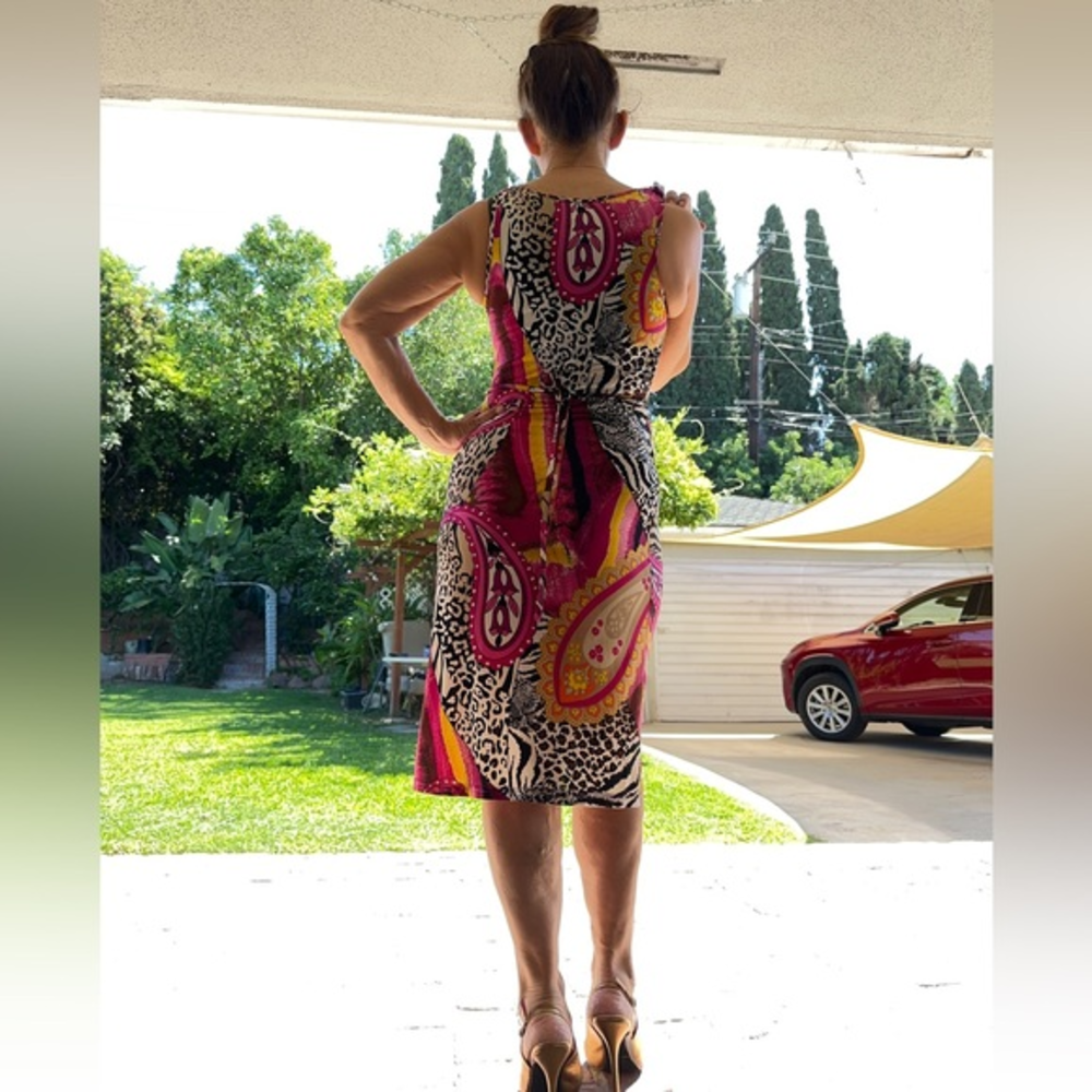 LAURIE &JOE   Y2K MULTICOLORED DRESS MADE IN FRANCE SIZE M .  Stretchy gorgeous‎